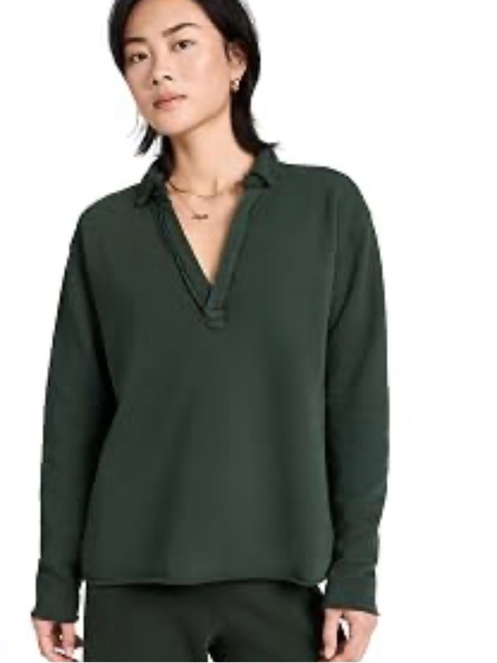 NWT Frank & Eileen Women's Patrick Popover Henley, Evergreen, Green, M